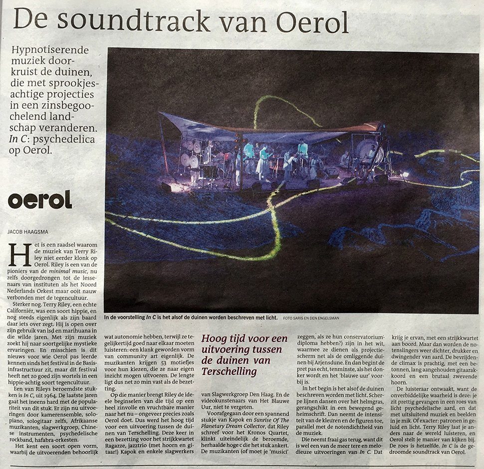 De soundtrack van Oerol - krantenartikel